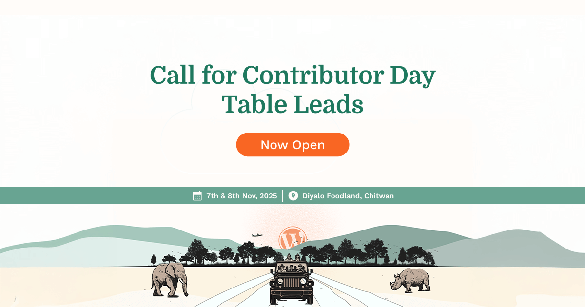 Call for Contributor Day Table Leads - WCBHR2025